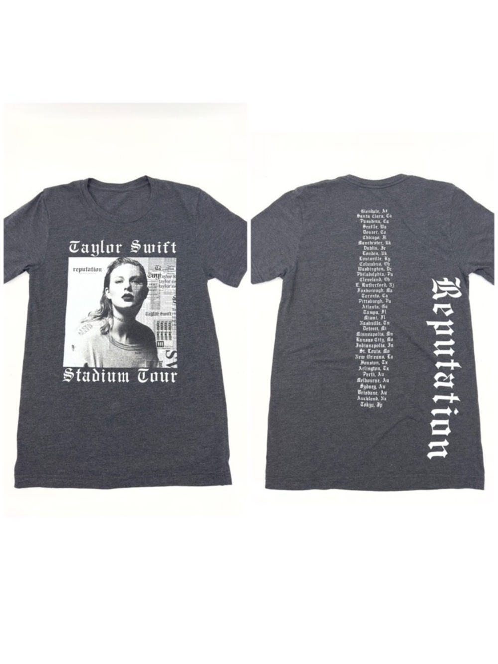 Taylor Swift Reputation Stadium Tour Concert Tee Shirt Size Small Gray 2018